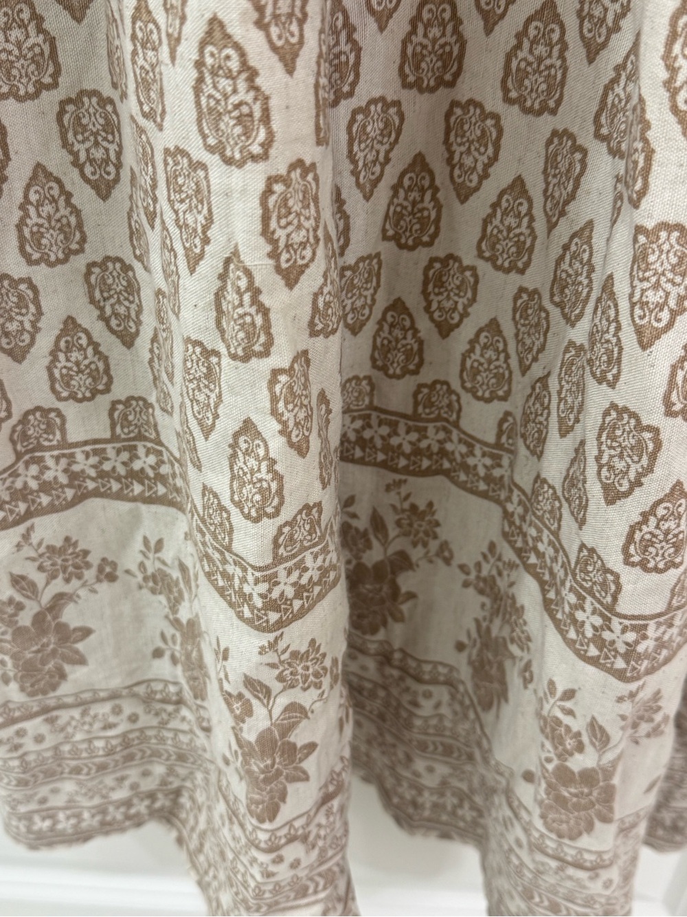 Boho Neutral Print Maxi Dress with Smocked Bodice - Picture 4 of 7